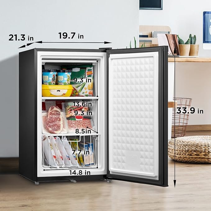Midea MRU03M2ABB Upright Freezer Large Black, 3.0 Cubic Feet