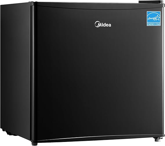Midea WHS-65LB1 Compact Single Reversible Door Refrigerator, 1.6 Cubic Feet(0.045 Cubic Meter), Black