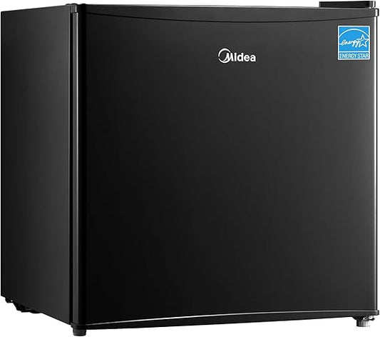 Midea WHS-65LB1 Compact Single Reversible Door Refrigerator, 1.6 Cubic Feet(0.045 Cubic Meter), Black