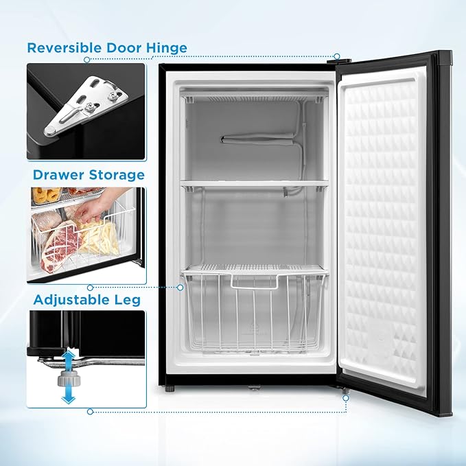 Midea MRU03M2ABB Upright Freezer Large Black, 3.0 Cubic Feet