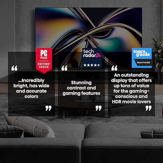Hisense 65" Class U8 Mini-LED ULED 4K UHD Google Smart TV (65U8QG, 2025 Model) - QLED, Native 165Hz, VRR 288, Up to LD5600, 5000 Nits, HDR10+, Dolby Vision IQ · Atmos, IMAX Enhanced, 4.1.2 Ch Audio